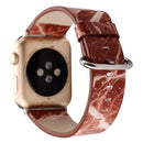 For Apple Watch Series 3 & 2 & 1 38mm Fashion Marble Vein Texture Wrist Watch Leather Band (Red)
