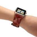 For Apple Watch Series 3 & 2 & 1 38mm Fashion Marble Vein Texture Wrist Watch Leather Band (Red)
