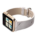 For Apple Watch Series 3 & 2 & 1 38mm Fashion Marble Vein Texture Wrist Watch Leather Band (White)