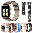 For Apple Watch Series 3 & 2 & 1 38mm Fashion Marble Vein Texture Wrist Watch Leather Band (White)