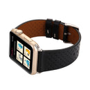 For Apple Watch Series 3 & 2 & 1 38mm Small Cave Genuine Leather Wrist Watch Band(Black)