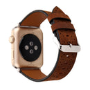 For Apple Watch Series 3 & 2 & 1 38mm Small Cave Genuine Leather Wrist Watch Band(Coffee)
