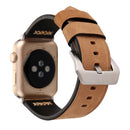For Apple Watch Series 3 & 2 & 1 38mm Retro XX Line Pattern Genuine Leather Wrist Watch Band(Khaki)