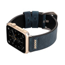 For Apple Watch Series 3 & 2 & 1 38mm Retro XX Line Pattern Genuine Leather Wrist Watch Band(Blue)