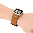 For Apple Watch Series 3 & 2 & 1 38mm Retro XX Line Pattern Genuine Leather Wrist Watch Band(Brown)