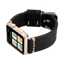 For Apple Watch Series 7 41mm / 6&SE&5&4 40mm / 3&2&1 38mm Thick Sutures Retro Genuine Leather Wrist Watch Band(Black)