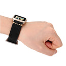 For Apple Watch Series 7 41mm / 6&SE&5&4 40mm / 3&2&1 38mm Thick Sutures Retro Genuine Leather Wrist Watch Band(Black)