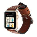 For Apple Watch Series 7 41mm / 6&SE&5&4 40mm / 3&2&1 38mm Thick Sutures Retro Genuine Leather Wrist Watch Band(Coffee)