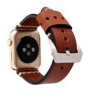 For Apple Watch Series 7 41mm / 6&SE&5&4 40mm / 3&2&1 38mm Thick Sutures Retro Genuine Leather Wrist Watch Band(Coffee)