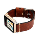 For Apple Watch Series 7 41mm / 6&SE&5&4 40mm / 3&2&1 38mm Thick Sutures Retro Genuine Leather Wrist Watch Band(Coffee)