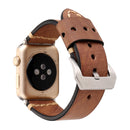 For Apple Watch Series 7 41mm / 6&SE&5&4 40mm / 3&2&1 38mm Thick Sutures Retro Genuine Leather Wrist Watch Band(Khaki)