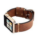 For Apple Watch Series 7 41mm / 6&SE&5&4 40mm / 3&2&1 38mm Thick Sutures Retro Genuine Leather Wrist Watch Band(Khaki)
