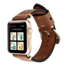 For Apple Watch Series 7 41mm / 6&SE&5&4 40mm / 3&2&1 38mm Thick Sutures Retro Genuine Leather Wrist Watch Band(Khaki)