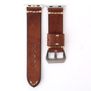 For Apple Watch Series 7 41mm / 6&SE&5&4 40mm / 3&2&1 38mm Thick Sutures Retro Genuine Leather Wrist Watch Band(Brown)