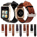 For Apple Watch Series 7 41mm / 6&SE&5&4 40mm / 3&2&1 38mm Thick Sutures Retro Genuine Leather Wrist Watch Band(Blue)