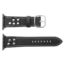 For Apple Watch Series 7 41mm / 6&SE&5&4 40mm / 3&2&1 38mm Fashion Occident Style Flowers Genuine Leather Wrist Watch Band(Black)