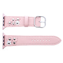 For Apple Watch Series 7 41mm / 6&SE&5&4 40mm / 3&2&1 38mm Fashion Occident Style Flowers Genuine Leather Wrist Watch Band(Pink)