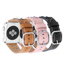 For Apple Watch Series 7 41mm / 6&SE&5&4 40mm / 3&2&1 38mm Fashion Occident Style Flowers Genuine Leather Wrist Watch Band(Pink)