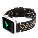For Apple Watch Series 7 41mm / 6&SE&5&4 40mm / 3&2&1 38mm Manual Line Pattern Genuine Leather Wrist Watch Band(Black)