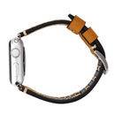 For Apple Watch Series 7 41mm / 6&SE&5&4 40mm / 3&2&1 38mm Manual Line Pattern Genuine Leather Wrist Watch Band(Khaki)