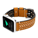 For Apple Watch Series 7 41mm / 6&SE&5&4 40mm / 3&2&1 38mm Manual Line Pattern Genuine Leather Wrist Watch Band(Khaki)
