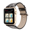 For Apple Watch Series 3 & 2 & 1 42mm Fashion Marble Vein Texture Wrist Watch Leather Band (Black)