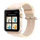 For Apple Watch Series 3 & 2 & 1 42mm Fashion Marble Vein Texture Wrist Watch Leather Band (Gold)