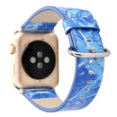 For Apple Watch Series 3 & 2 & 1 42mm Fashion Marble Vein Texture Wrist Watch Leather Band (Blue)