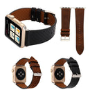 For Apple Watch Series 3 & 2 & 1 42mm Small Cave Genuine Leather Wrist Watch Band(Black)