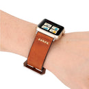 For Apple Watch Series 7 45mm / 6&SE&5&4 44mm / 3&2&1 42mm Retro XX Line Pattern Genuine Leather Wrist Watch Band(Coffee)