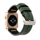 For Apple Watch Series 7 45mm / 6&SE&5&4 44mm / 3&2&1 42mm Retro XX Line Pattern Genuine Leather Wrist Watch Band(Green)