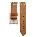 For Apple Watch Series 7 45mm / 6&SE&5&4 44mm / 3&2&1 42mm Retro XX Line Pattern Genuine Leather Wrist Watch Band(Khaki)