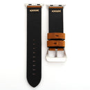 For Apple Watch Series 7 45mm / 6&SE&5&4 44mm / 3&2&1 42mm Retro XX Line Pattern Genuine Leather Wrist Watch Band(Brown)