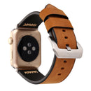 For Apple Watch Series 7 45mm / 6&SE&5&4 44mm / 3&2&1 42mm Retro XX Line Pattern Genuine Leather Wrist Watch Band(Brown)