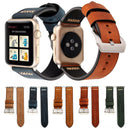 For Apple Watch Series 7 45mm / 6&SE&5&4 44mm / 3&2&1 42mm Retro XX Line Pattern Genuine Leather Wrist Watch Band(Brown)