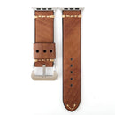 For Apple Watch Series 7 45mm / 6&SE&5&4 44mm / 3&2&1 42mm Thick Sutures Retro Genuine Leather Wrist Watch Band(Khaki)