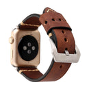 For Apple Watch Series 7 45mm / 6&SE&5&4 44mm / 3&2&1 42mm Thick Sutures Retro Genuine Leather Wrist Watch Band(Brown)