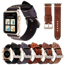 For Apple Watch Series 7 45mm / 6&SE&5&4 44mm / 3&2&1 42mm Thick Sutures Retro Genuine Leather Wrist Watch Band(Coffee)