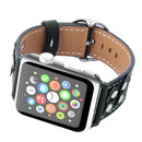For Apple Watch Series 3 & 2 & 1 42mm Fashion Occident Style Flowers Genuine Leather Wrist Watch Band(Black)