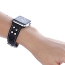 For Apple Watch Series 3 & 2 & 1 42mm Fashion Occident Style Flowers Genuine Leather Wrist Watch Band(Black)