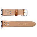 For Apple Watch Series 3 & 2 & 1 42mm Fashion Occident Style Flowers Genuine Leather Wrist Watch Band(Khaki)