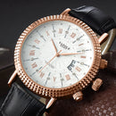 422 YAZOLE Men Fashion Business Leather Band Quartz Wrist Watch (Black + White)