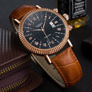 422 YAZOLE Men Fashion Business Leather Band Quartz Wrist Watch(Coffee+ Black)