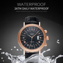 422 YAZOLE Men Fashion Business Leather Band Quartz Wrist Watch(Coffee+ Black)