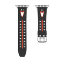 For Apple Watch Series 3 & 2 & 1 38mm Fashion Smiling Face Pattern Silicone Watch Band (Black+Red)