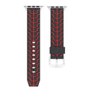 For Apple Watch Series 3 & 2 & 1 38mm Fashion Fishbone Pattern Silicone Watch Band (Black+Red)