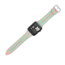 For Apple Watch Series 3 & 2 & 1 38mm Fashion Double Stripes Pattern Silicone Watch Band (Pink+Green)
