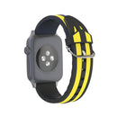 For Apple Watch Series 3 & 2 & 1 38mm Fashion Double Stripes Pattern Silicone Watch Band (Black+Yellow)