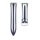 For Apple Watch Series 3 & 2 & 1 38mm Fashion Double Stripes Pattern Silicone Watch Band (Navy Blue+White)