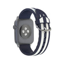 For Apple Watch Series 3 & 2 & 1 38mm Fashion Double Stripes Pattern Silicone Watch Band (Navy Blue+White)